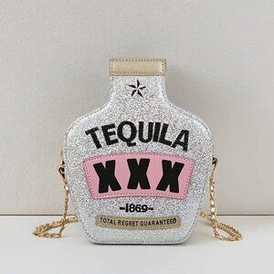 Silver Sequin Tequila Chain Shoulder Bag NWT​